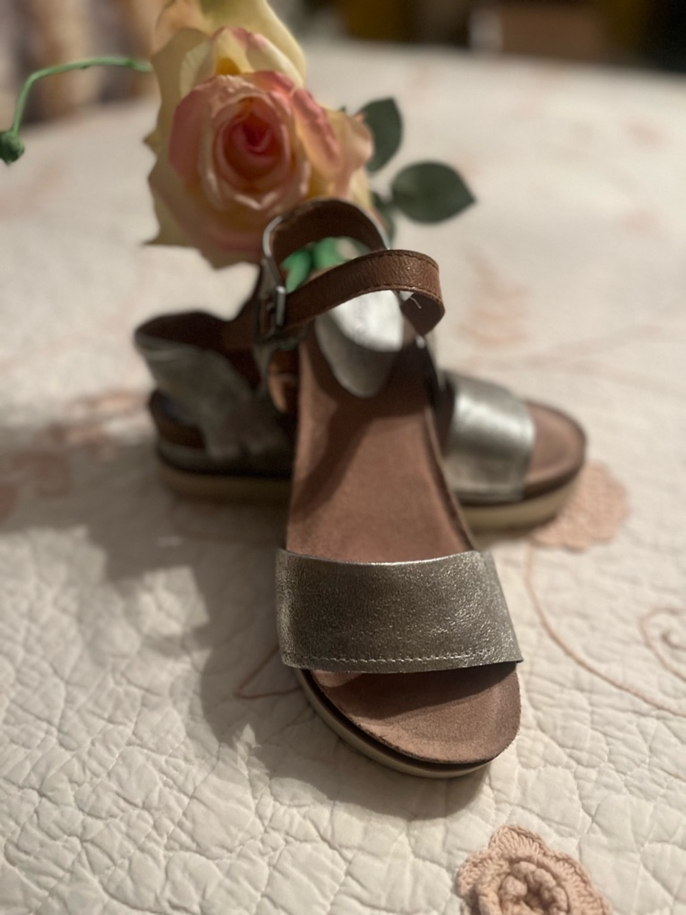 Josef Seibel Green and Beige Casual Sandal Sole